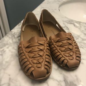 Tan woven leather sandals